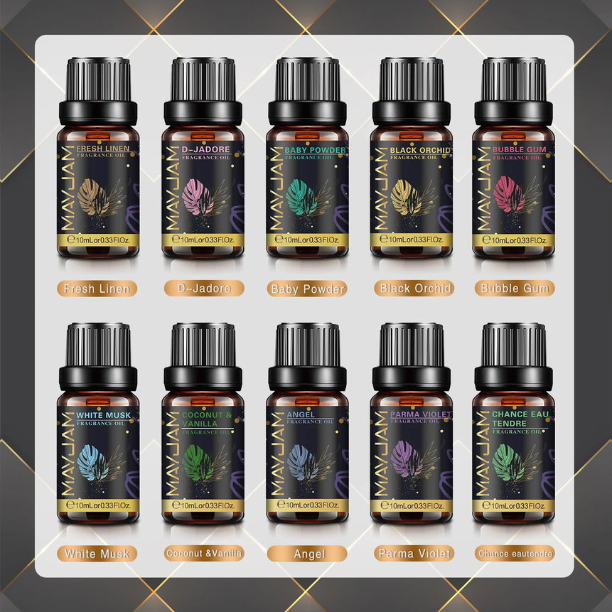 MAYJAM 10ml Aromatic Essential Oil Bubble Gum La Vie Est Belle D-Jadore White Musk Sea Breeze Baby Powder Long-lasting Scents