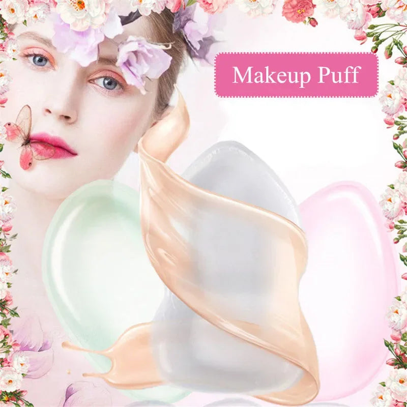 Silicone Makeup Sponge, Clear Applicator & Blender Cosmetic Puff BB Pad for all Liquid Foundation Cream Cosmetic Beauty Tools