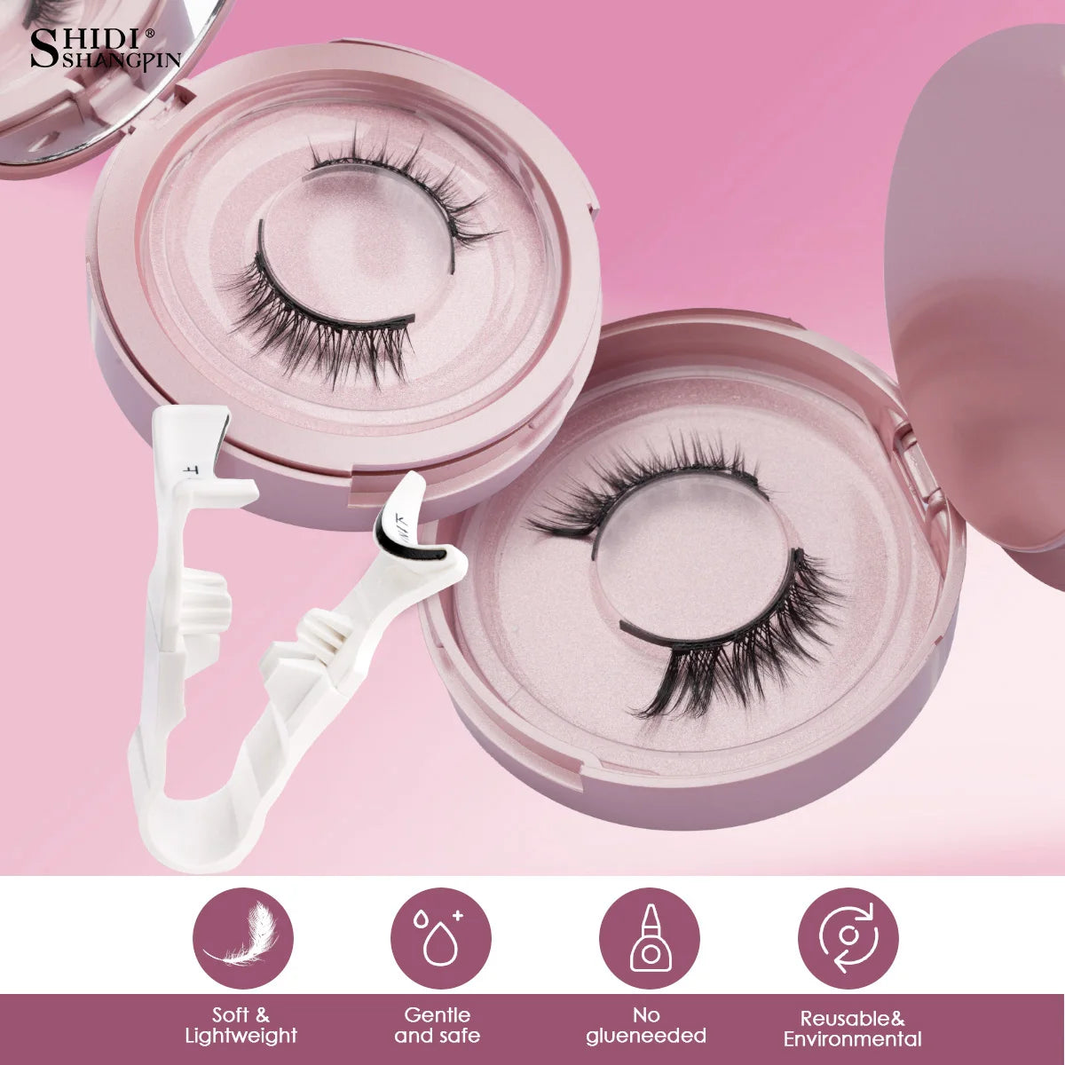 2/1 pair Reusable Magnetic Eyelashes Natural Curler Eyelash Extension Tweezers Set Easy to use Glue Free False 3D Mink Eyelashes