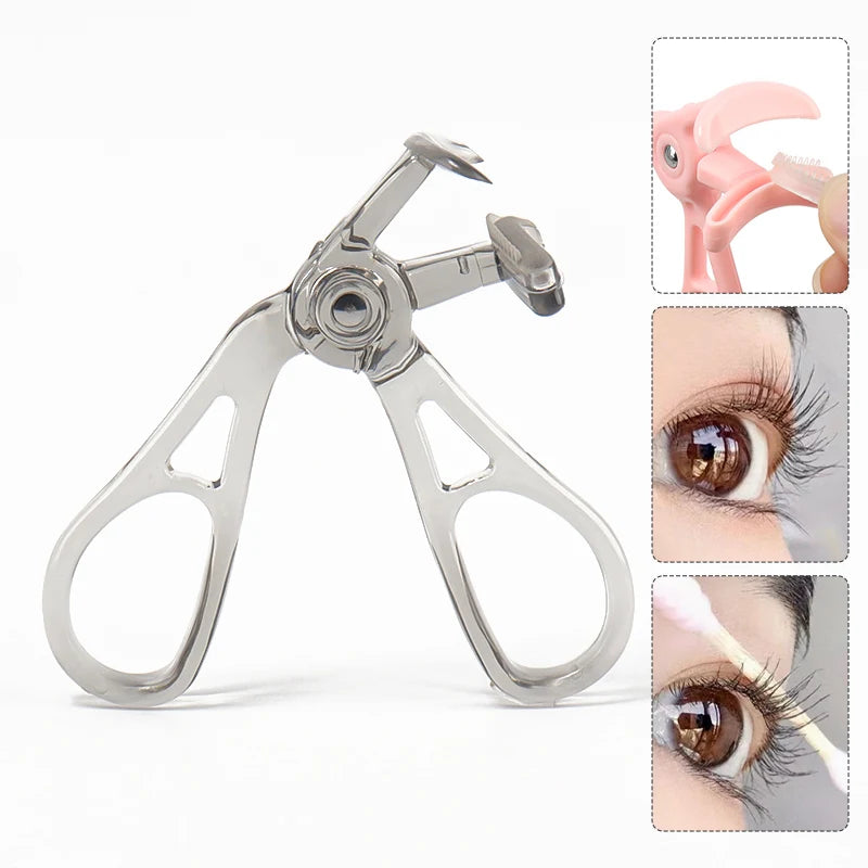 Professional Wide-angle Eyelash Curler Frameless Curling Comb Tooth Lash Curler with Refill Pad Long-lasting Shaping Lash Tools