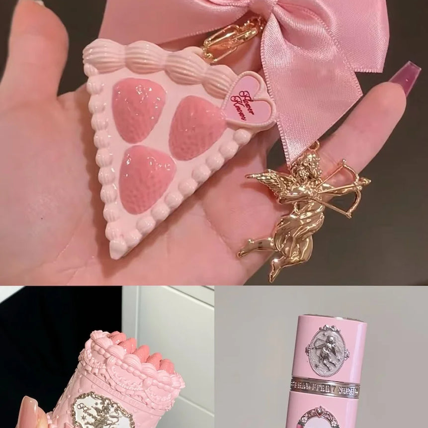 Fower Knows Strawberry Cupid Cosmetic Set Lipstick Blusher Setting Powder Gift Special Present for Girl Christmas Festival