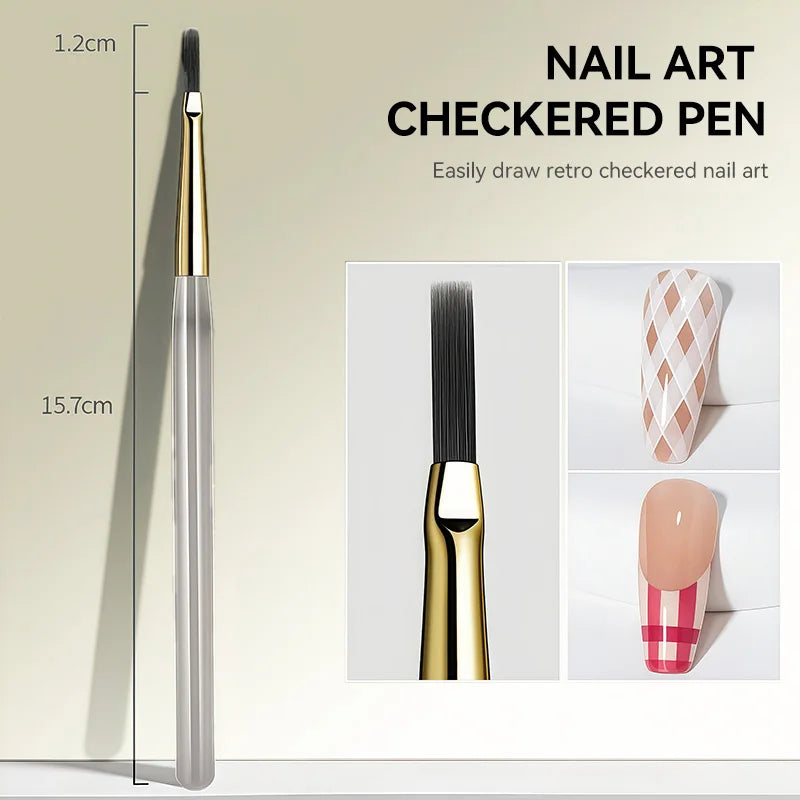 Professional Nail Art Brush Tip Painting Drawing Carving Dotting Pen Flat Fan Liner for Acrylic Gel UV Polish Manicure Tools