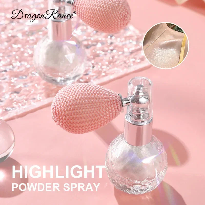 Fashion Highlighter Powder Spray High Gloss Glitter Powder Spray Shimmer Sparkle Powder Makeup for Face Body Highlight Makeup