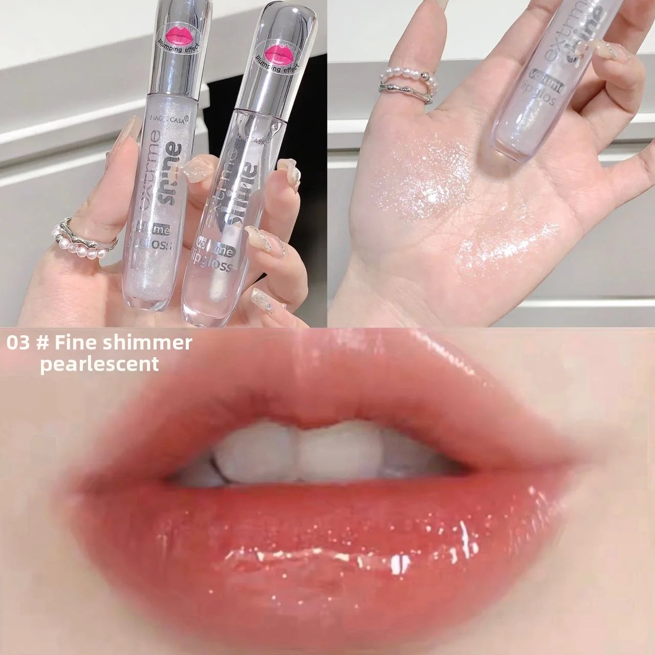 Fine Shimmer Lip Oil Gloss Long Lasting Hydrating Moisturizer Transparent Water Based Pearlescent Lip Glaze