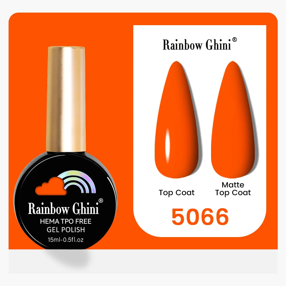 Rainbow Ghini 15ML 146 Colors Long-Lasting Colorful Gel Nail Polish Professional UV/LED Gel Polish Base Coat Matte Top Coat