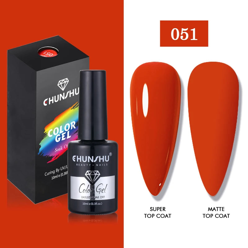 CHUNSHU 10ml Gel Nail Polish Soak Off Semi-Permanent Varnish Professional Salon UV LED Nails Art Gel No Smell All Seasons Colors
