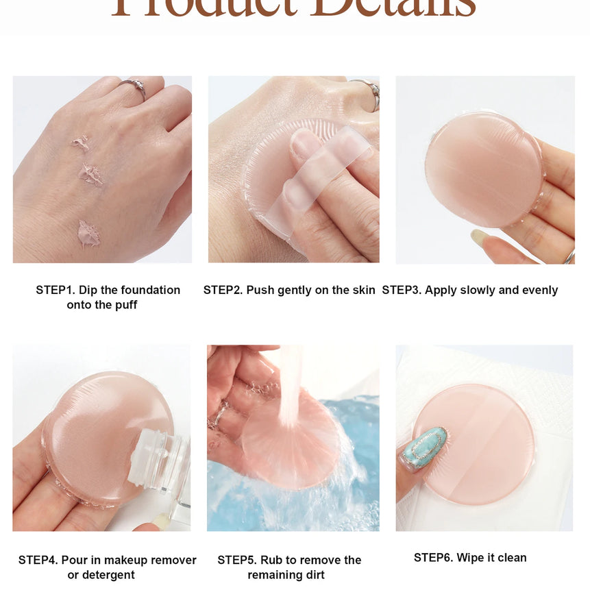 1Pcs Jelly Soft Silicone Gel Powder Puff Sponge for Cosmetic Face Foundation Bb Cream No Powder Eating Powder Makeup Tool