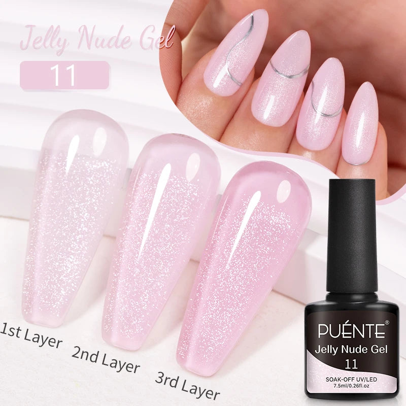 PUENTE Sparkle Platinum Gel Nail Polish 5ML Shiny Gold Silver Glitter Painting Gel Drawing Semi Permanent Varnish For Manicure