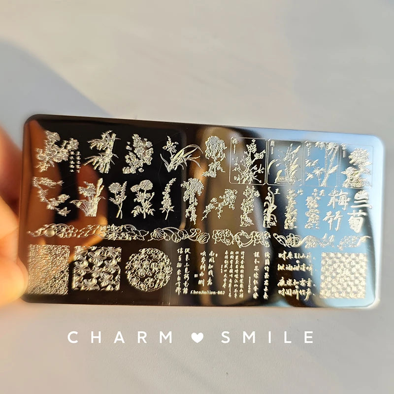 Cartoon Characters Stamping Plates  French Line Geometry  Flowers Leaves Animals Image Stainless Steel Nail Art Template Stencil