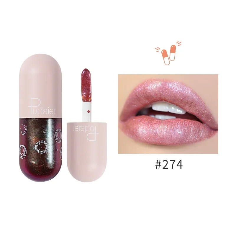 Mini Capsule Mirror Liquid Lipstick Lip Glaze Non-stick Cup Does Not Fall Color Lip Gloss Lip Stick Women Makeup