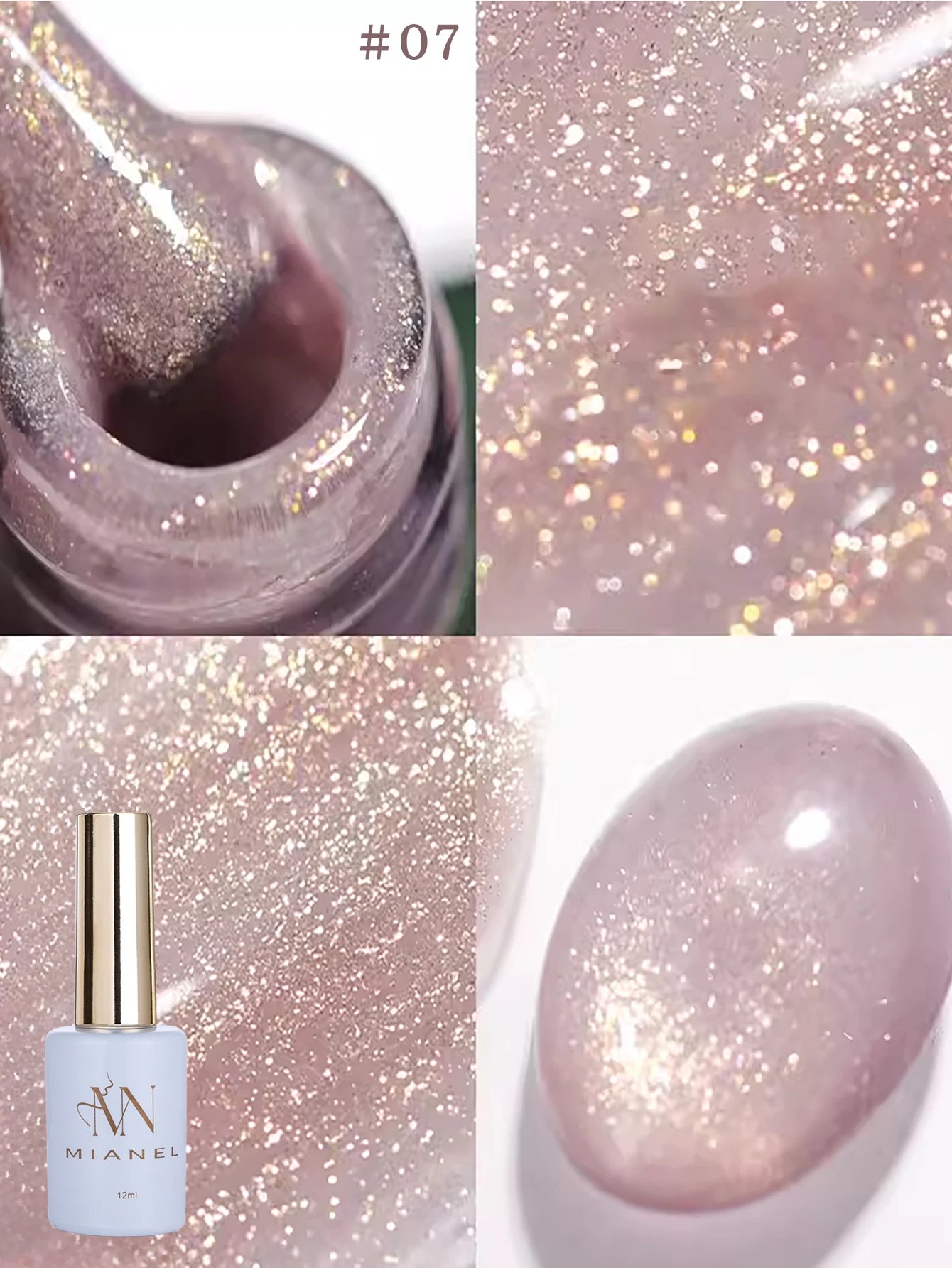 MIANEL1-12pcs 12ML Pink Blue White Green Series With Explosive Glitter Gel Nail Polish, Popular Yun Brocade Diamond Gel Polish