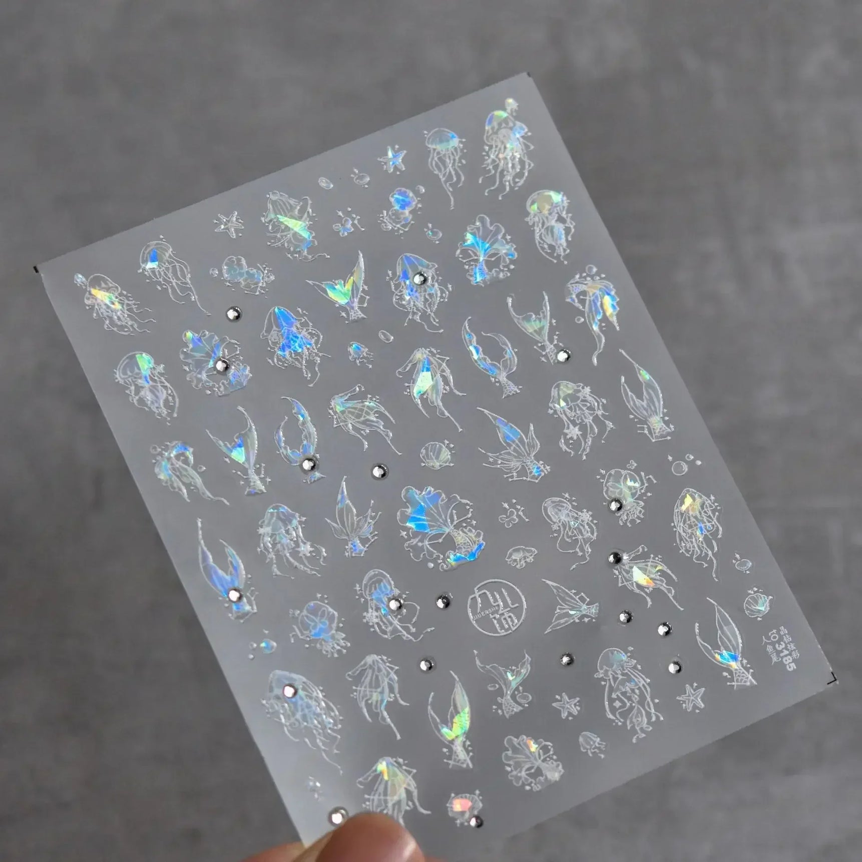 Goldfish Cavort Water Grass Lotus Flower Leaf Brocaded Carp Koi Ripple Droplet Water Bubbles 5D Nail Art Stickers Manicure Decal