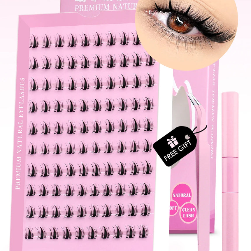 GROINNEYA DIY Lash Kit 10-18mm Manga Lashes Mixed Tray Lash Clusters Individual Eyelashes Kit with Lash Bond DIY Lashes