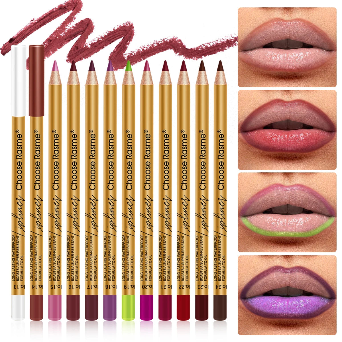 12-color matte lip liner, plumps lips, long-lasting, waterproof, smudge-proof, a must-have for dates and parties