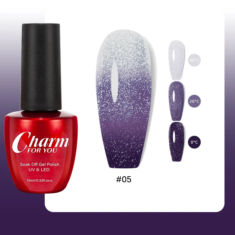 10ml Glitter Thermal Gel Nail Polish 3 Layers Temperature Changing Semi Permanant Soak Off UV LED Nail Art Gel Varnish DIY Gel