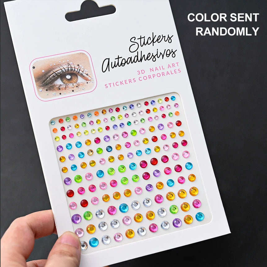 New 3/4/5mm 900pcs Pearl Face Gem Stickers Shining Glittle Self Adhesive Waterproof  Rhinestone Stickers Party Wedding Makeup
