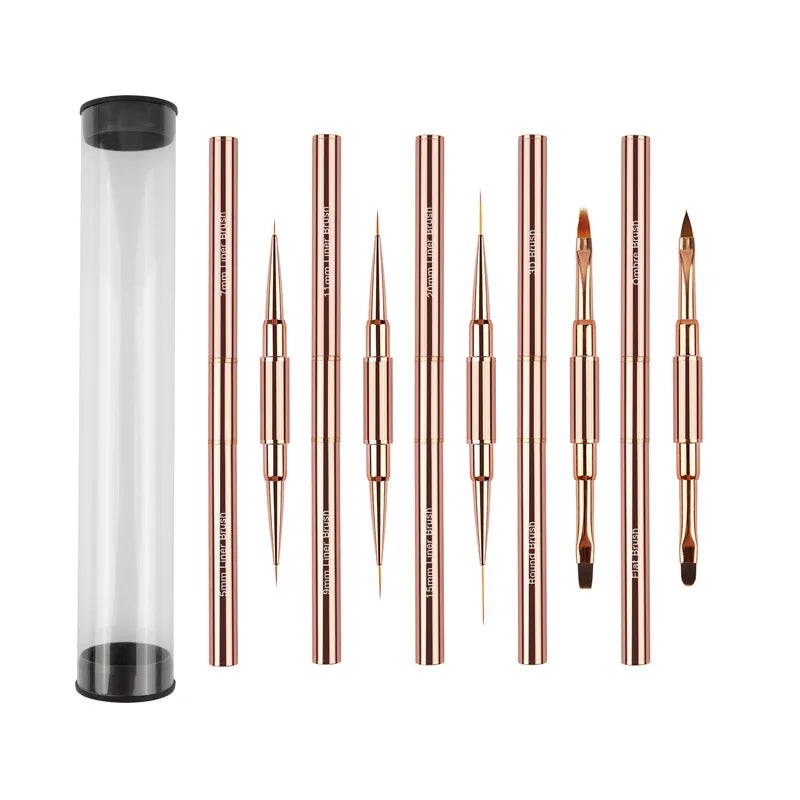 Nail Art Brush Set 5pcs Double-Ended Nail Art Brushes For Long Lines, Thin Liner Brush For Nails Detail Professional nail tools