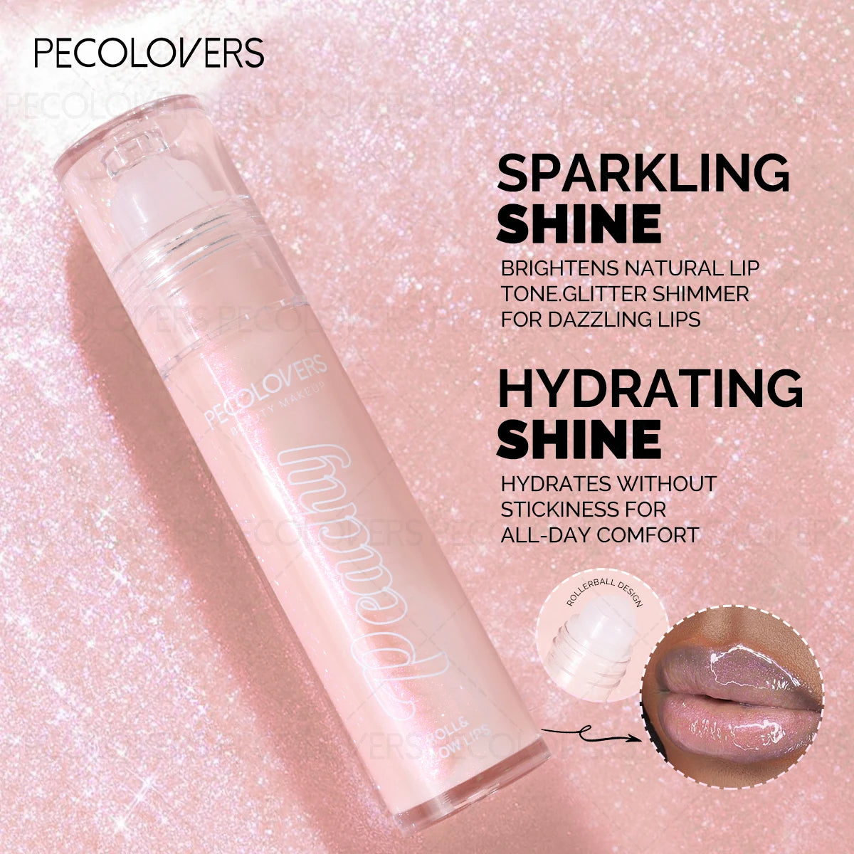 1PC Roll-on Lip Oil Plumper Lip Gloss, Lightweight & Sparkling, Long Lasting Lips Makeup Cosmetics