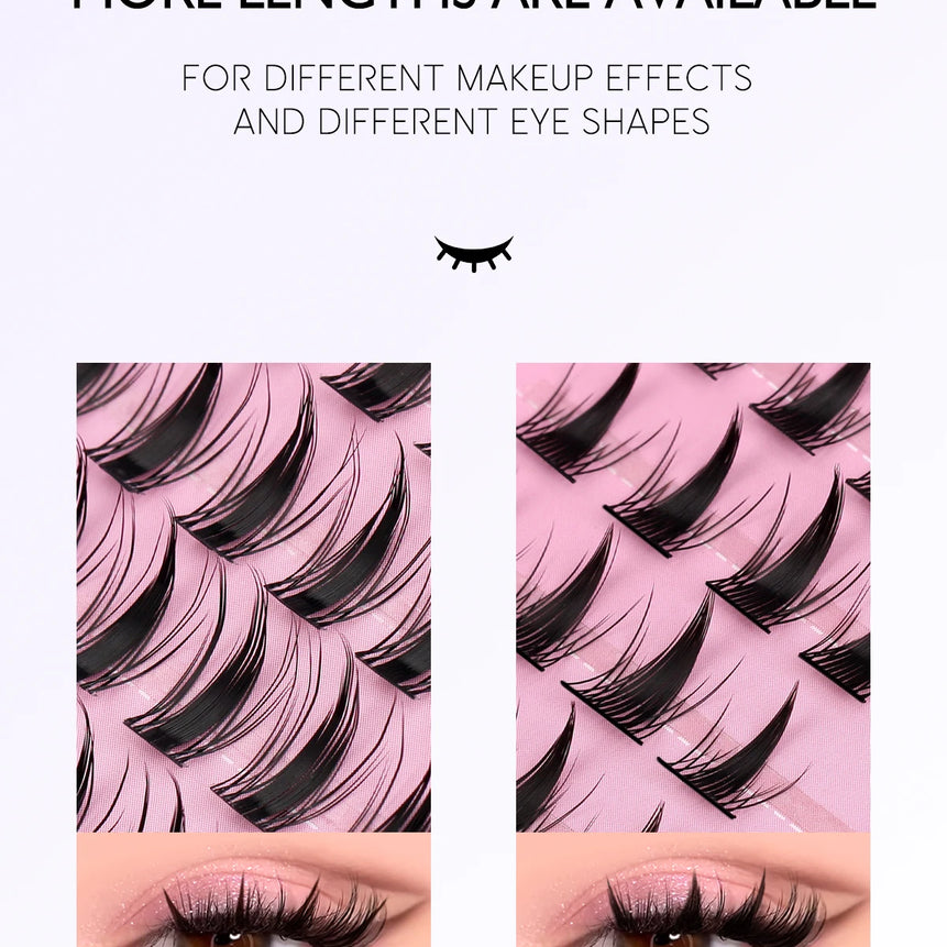 GROINNEYA Cluster Lashes Kit Manga Lashes Natural Eyelash extension Cluster Natural Volume Individual Lashes Mixed Tray Lashes