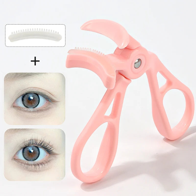 Professional Wide-angle Eyelash Curler Frameless Curling Comb Tooth Lash Curler with Refill Pad Long-lasting Shaping Lash Tools