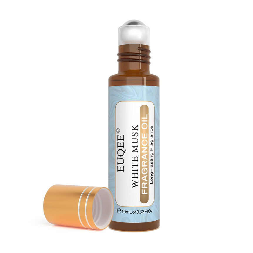 EUQEE 10ml Roll-On Fragrance Oil for Skin Sea Breeze White Musk Coconut & Vanilla Bubble Gum Green Tea Long Lasting Scent