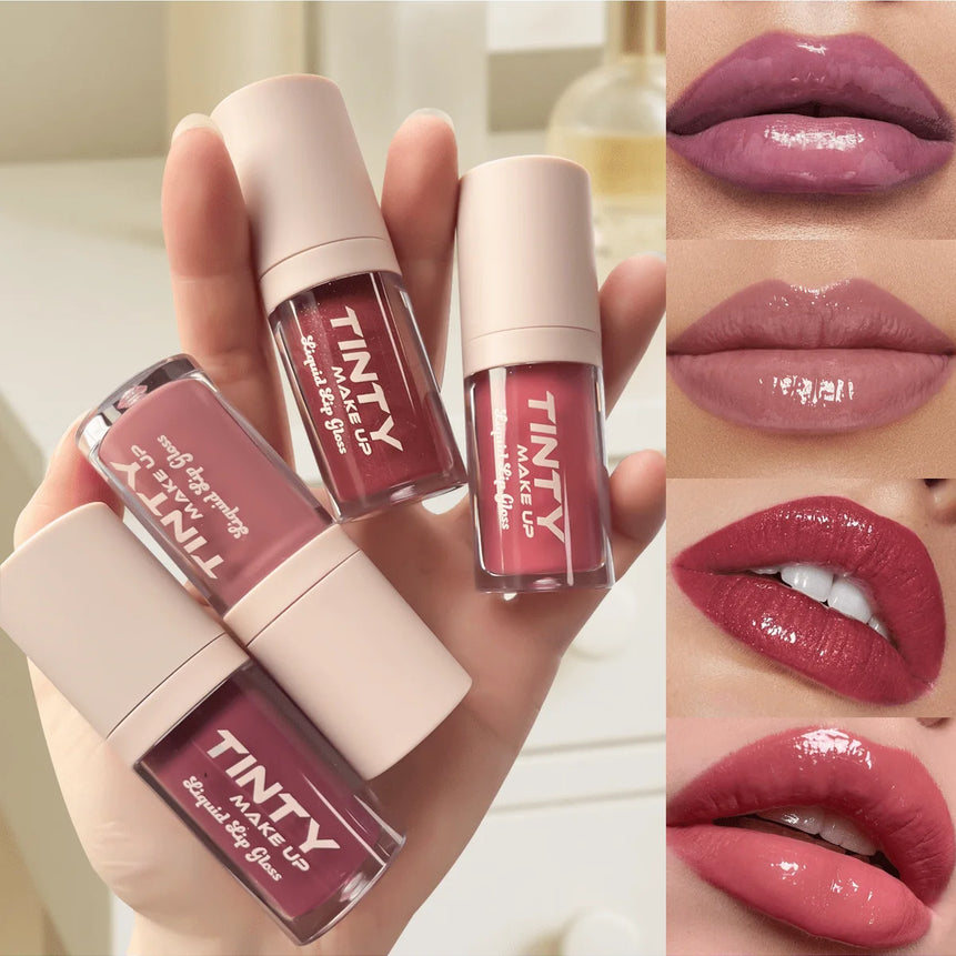 2PC  Crystal Jelly Moisturizing Lip Oil Plumping Lip Gloss Makeup Sexy Plump Lip Glow Oil Tinted Lip Plumper