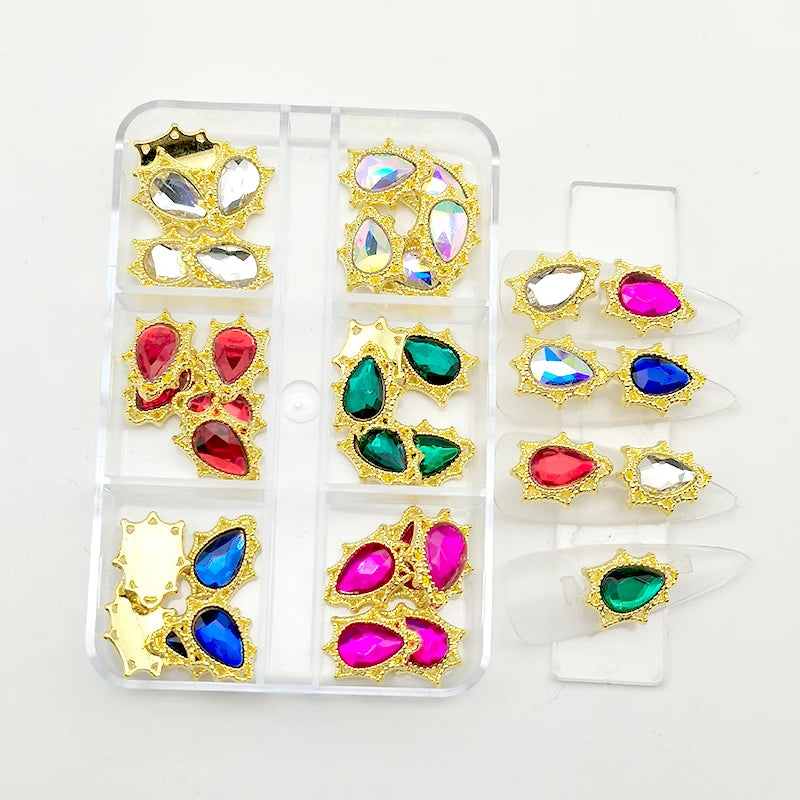 30Pcs Pink Nail Charms Alloy Rhinestones 3D Star Butterfly Heart Cross Gem Nails Crystal Diamond Nail Art Decoration Accessories