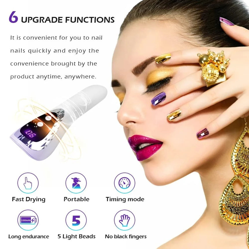 LINMANDA Handheld UV LED Nail Lamp USB Rechargeable Mini Manicure Lamp Nail Dryer With 5 Lamp Beads Quick Drying Gel Nail Polish