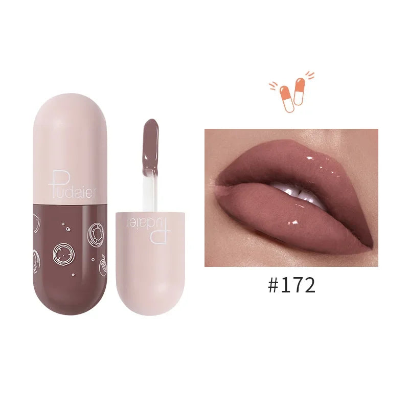 Mini Capsule Mirror Liquid Lipstick Lip Glaze Non-stick Cup Does Not Fall Color Lip Gloss Lip Stick Women Makeup