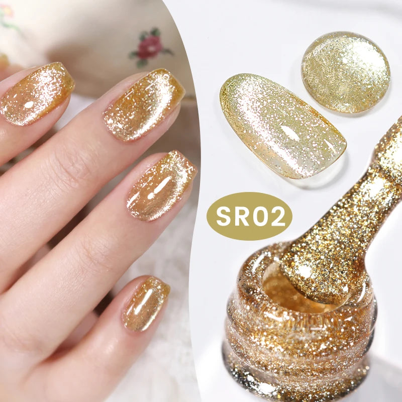 BORN PRETTY 10ml Black Glass Cat Magnetic Gel Nail Polish Silver Gold Glitter Semi Permanent Soak Off UV LED Gel Varnish