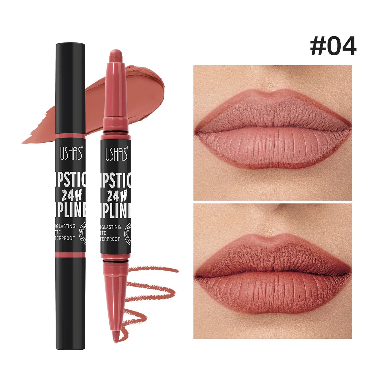 Waterproof Lipstick Lip Liner Contouring Crayon Non-stick Cup 2 IN 1 Double Headed Lipstick Matte Nude Sexy Lipliner Pen Makeup