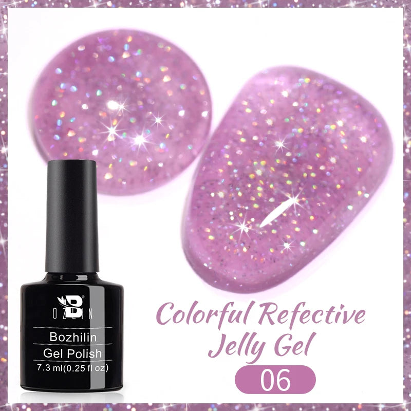 AWStorG 7.5ML Golden Gradient Cat Eye Magnetic Gel Sparkling Glitter Nail Polish Semi Permanent UV Nail Art No Need Base Color