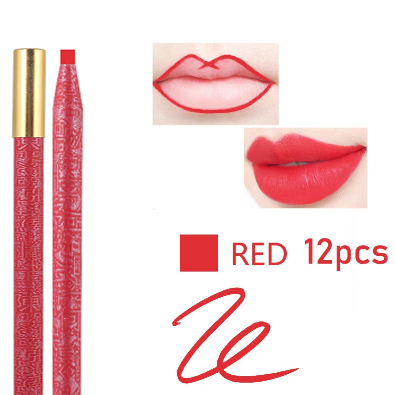 Waterproof Long Lasting Eyebrow Pencils Peel Off & Red Lip Pencil ，Eyebrow Tattoo Makeup Microblading Brow Pencil Makeup Tool