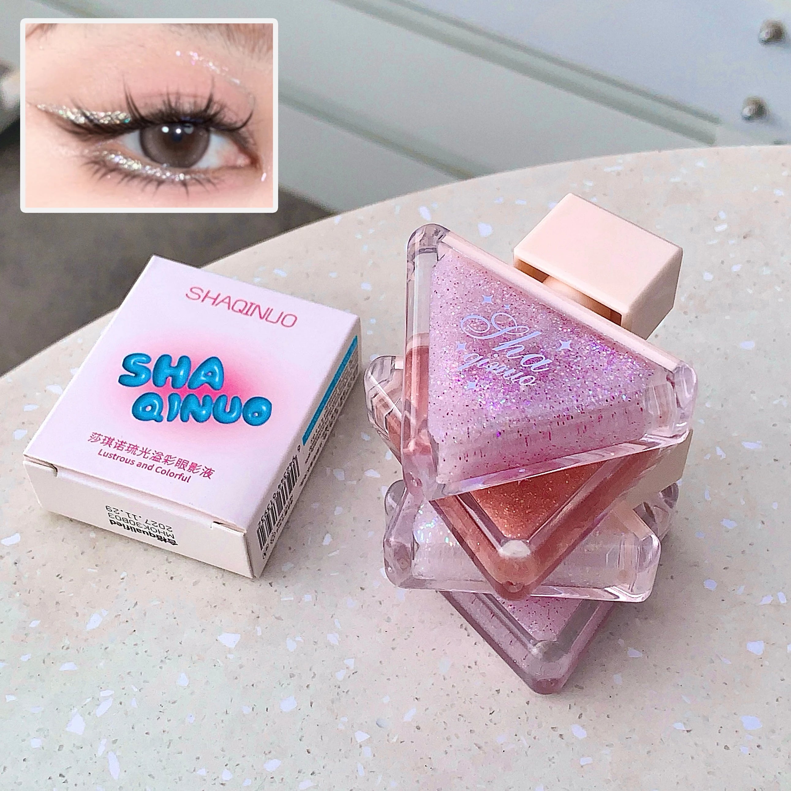 SHAQINUO Glazed Eyeshadow Liquid Pearlescent Glitter Brightens Highlight Silkworm Liquid Eyeshadow