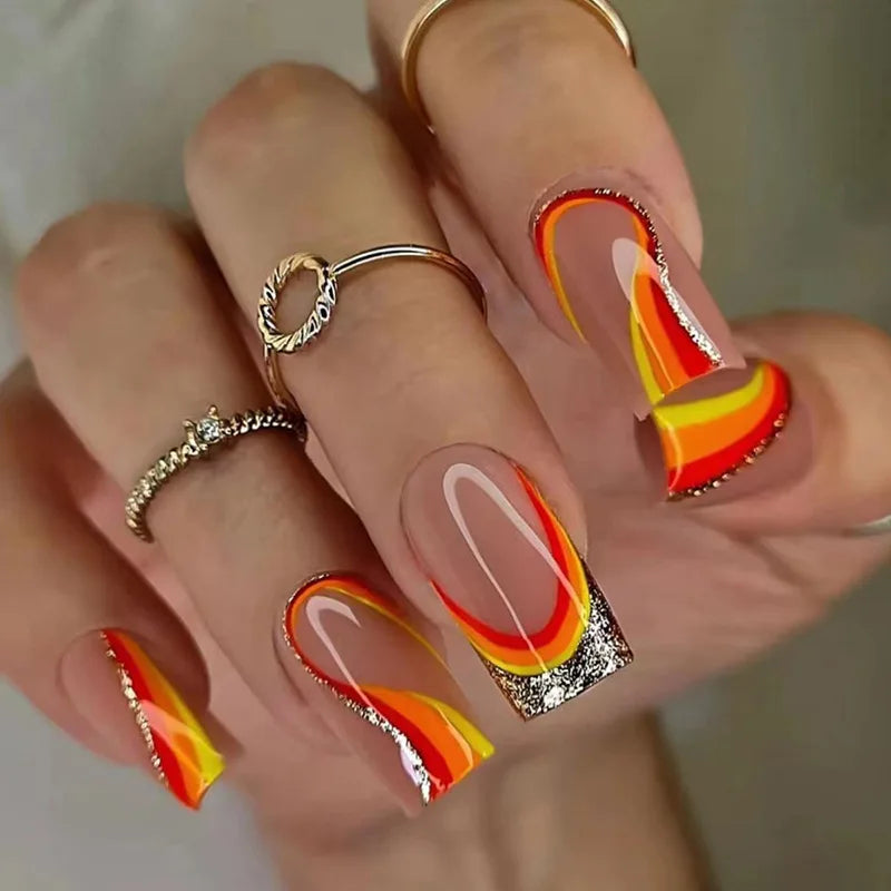 24Pcs Short False Nails with Shimmery Powder Ballet Nail Art Full Cover French Sheer Wearable Nail Manicure Tips for Girls Daily