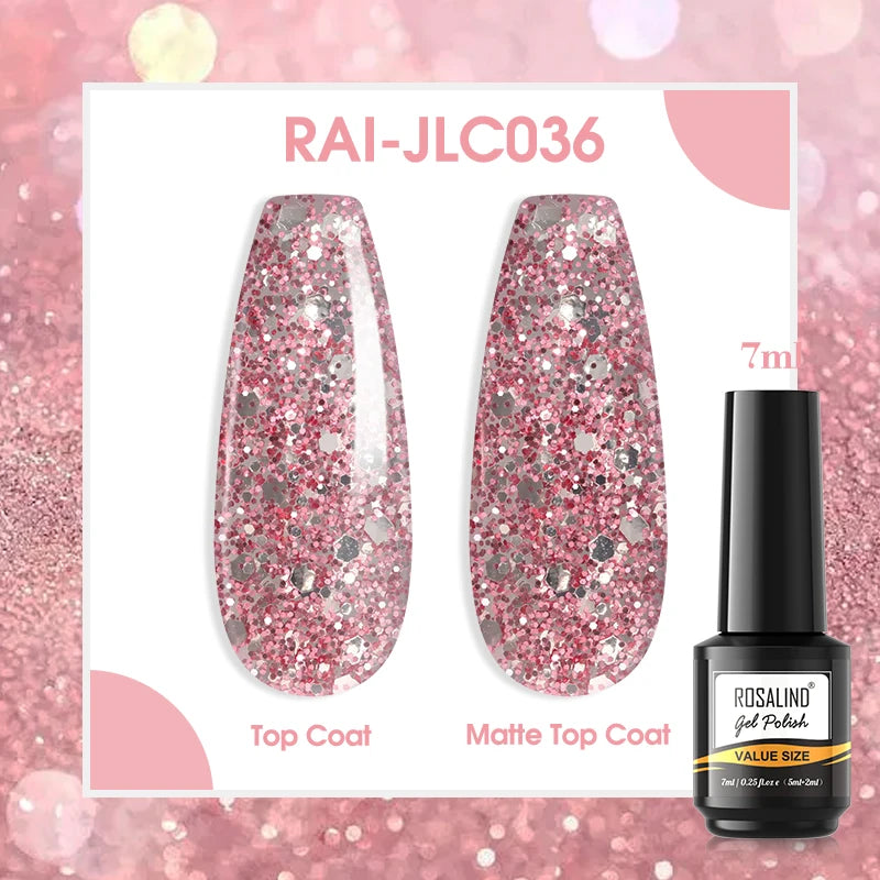 ROSALIND Gel Nail Polish Matte Base Top Coat For Soak Off Gel Polish UV LED Gel Semi Permanent Varnishes Design Nail Art