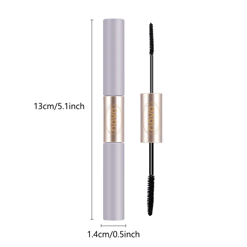 Dual-Ended Mascara, Eyelash Primer & Mascara, Fine & Thick Brush Heads, Volumizing & Lengthening, Long-Lasting, Water Resistant,