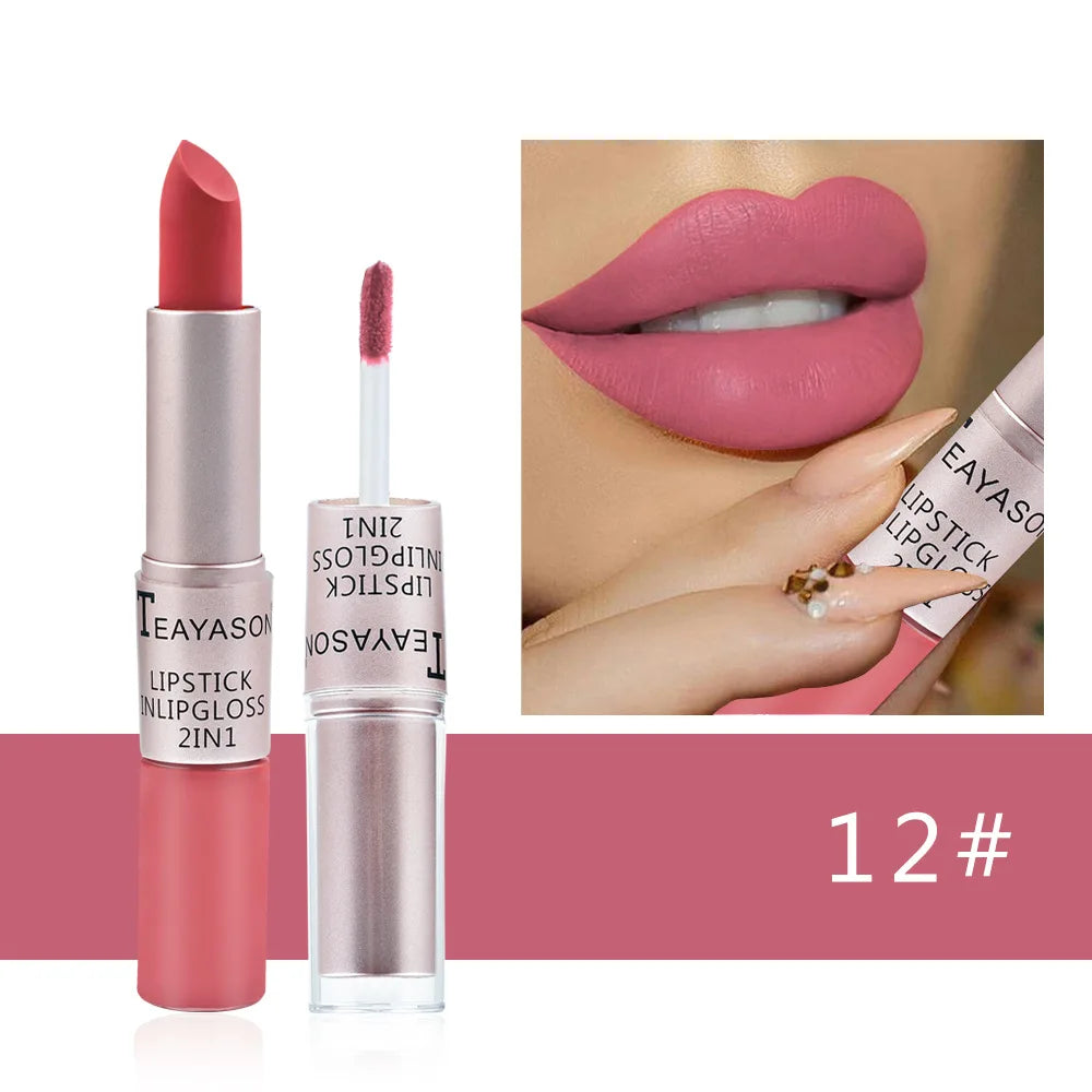 Matte Liquid Lipstick Waterproof Non Transfer Long Wear Pink Lip Gloss Tint Moisturizing Makeup for Women Ladies