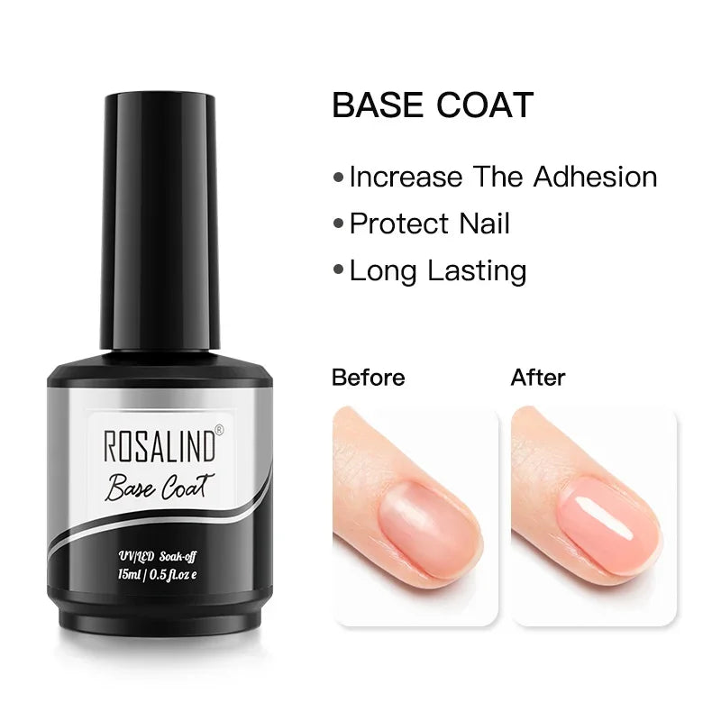 ROSALIND Glossy Matte Top Coat Nail Gel Polish Rhinestone Top Coat Glue Gel Varnishes Semi Permanent UV/LED Cure