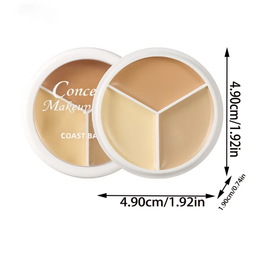 3-Color Full Coverage Concealer - Waterproof Corrector for Blemishes, Dark Circles & Fine Lines