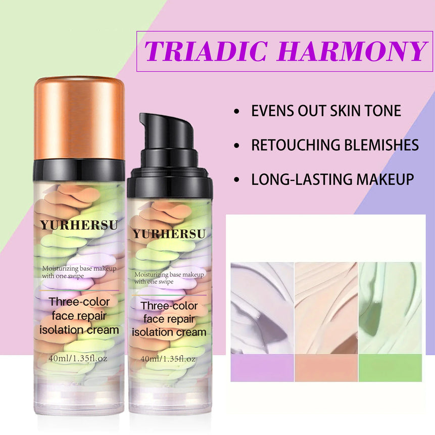 Three color press release cream concealer isolate makeup facial base brightening cream