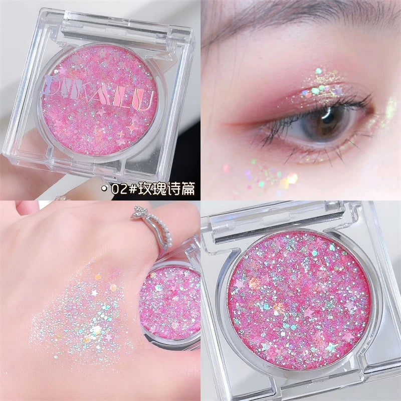 Sparkling Single Color Eyeshadow - Pearlescent Shimmer & Exploding Highlightt,High-Shine Eye Makeup,Parties & Special Events