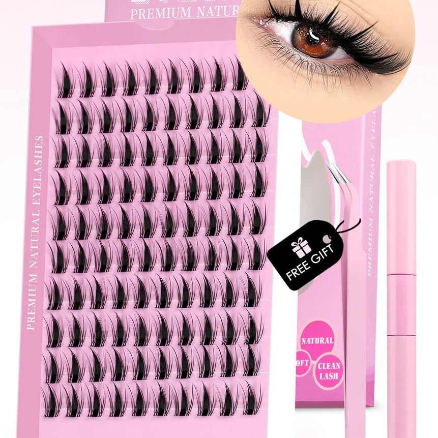 GROINNEYA DIY Lash Kit 10-18mm Manga Lashes Mixed Tray Lash Clusters Individual Eyelashes Kit with Lash Bond DIY Lashes