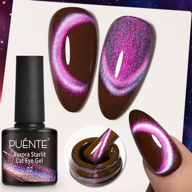 PUENTE 7.5ML Red Flame Reflective Gel Nail Polish Flash Sparkling Red Glitter Nail Gel Soak Off UV Semi-permanent Nail Varnish