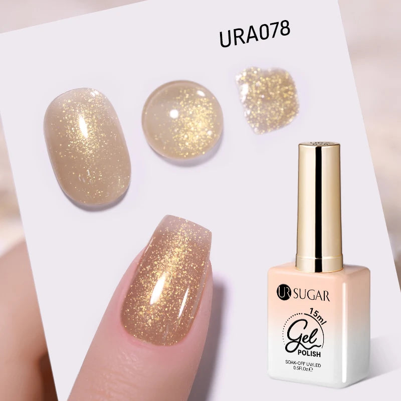 UR SUGAR 15ml Crystal Milky Jelly White Nude Gel Nail Polish Transparent Semi-permanent UV Gel Nail Art Soak Off Gel Varnish