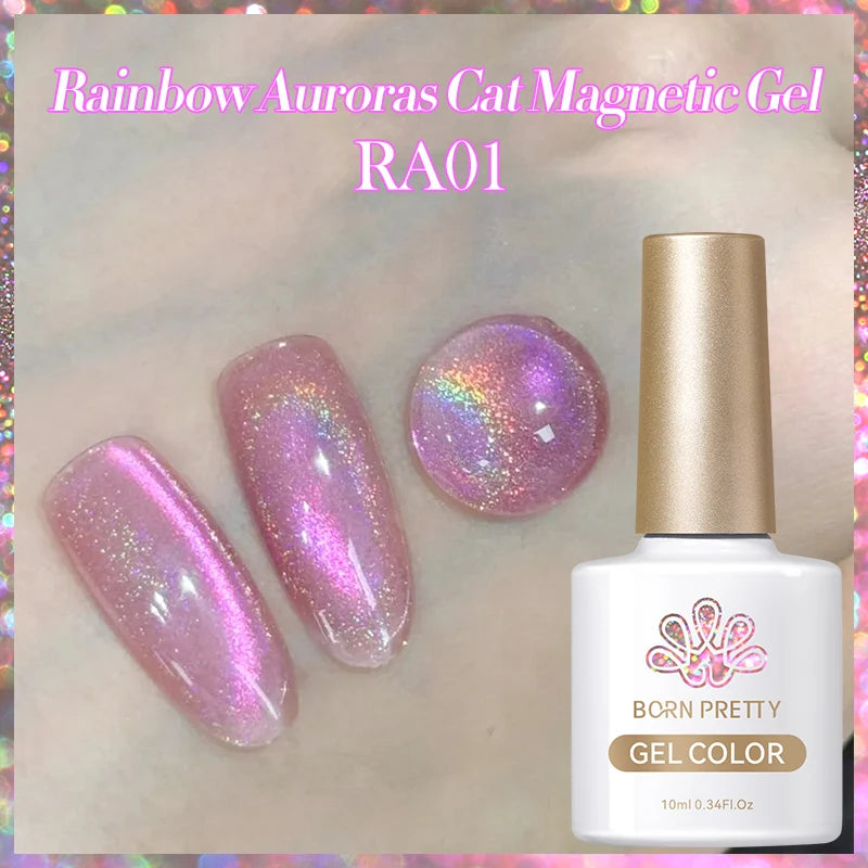 BORN PRETTY 10ml Black Glass Cat Magnetic Gel Nail Polish Silver Gold Glitter Semi Permanent Soak Off UV LED Gel Varnish