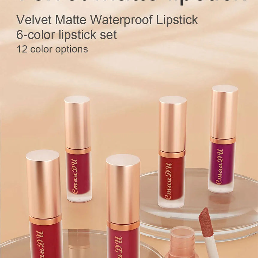 CmaaDu Velvet Matte Liquid Lipstick Waterproof Long Lasting Nonstick Cup Mate Nude Red Lip Stick Lint Tube Makeup Cosmetics Lips