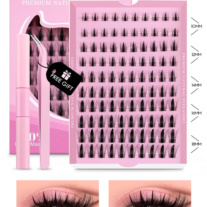 GROINNEYA Cluster Lashes Kit Manga Lashes Natural Eyelash extension Cluster Natural Volume Individual Lashes Mixed Tray Lashes