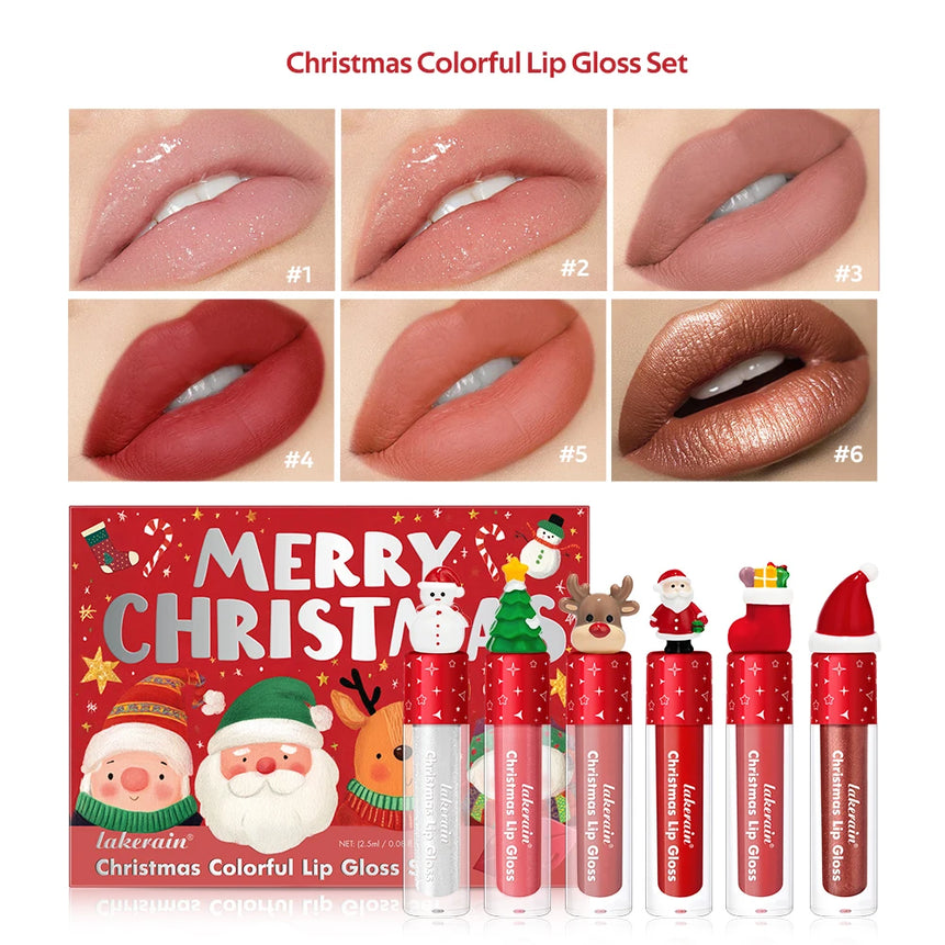 Lakerain Christmas Lip Gloss Set Red Matte Velvet Matte Lip Glaze Holiday Lip Gloss Set Christmas Facial Cosmetics