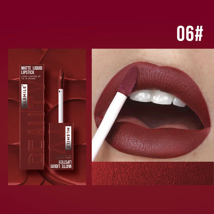 MLSMILE 6 Color Non-stick cup Velvet Satin Gloss Lip glaze Mist Liquid matte lipstick Waterproof long-lasting color liquid